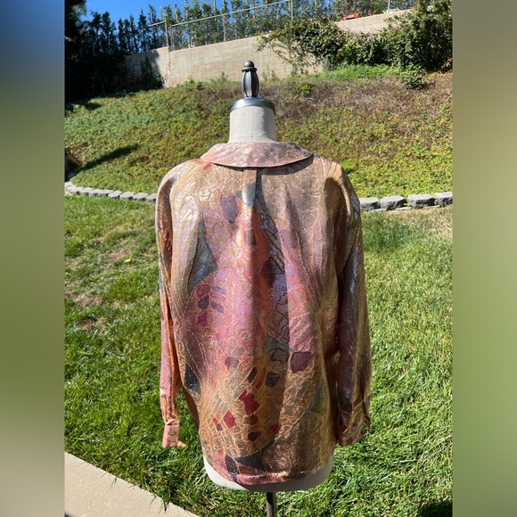 *RARE* Alan Austin Metallic Long Sleeve Blouse - Picture 3 of 7